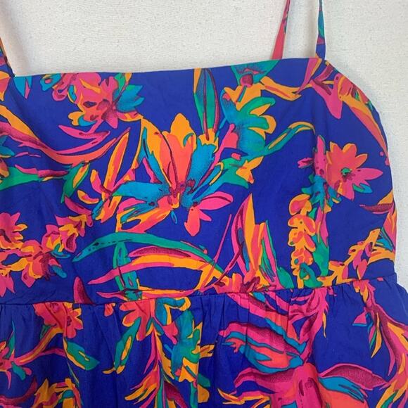 J crew women's size 4 small re imagined tropical blue tank new tie back resort b - Picture 5 of 13